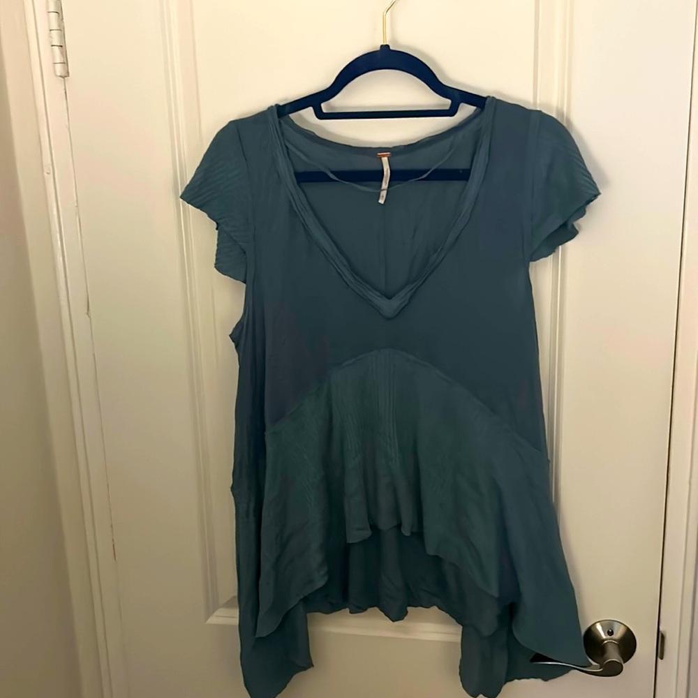 Free people teal light babydoll top